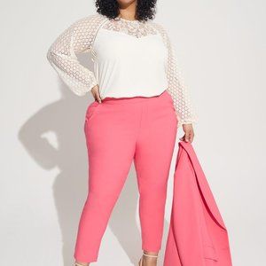 Torrid | NWT Georgette Lace Mix Sleeve Top | Ivory/Off-White | Size 4x